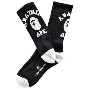 BAPE Arch Ape Head Crew Socks Black White | A Bathing Ape